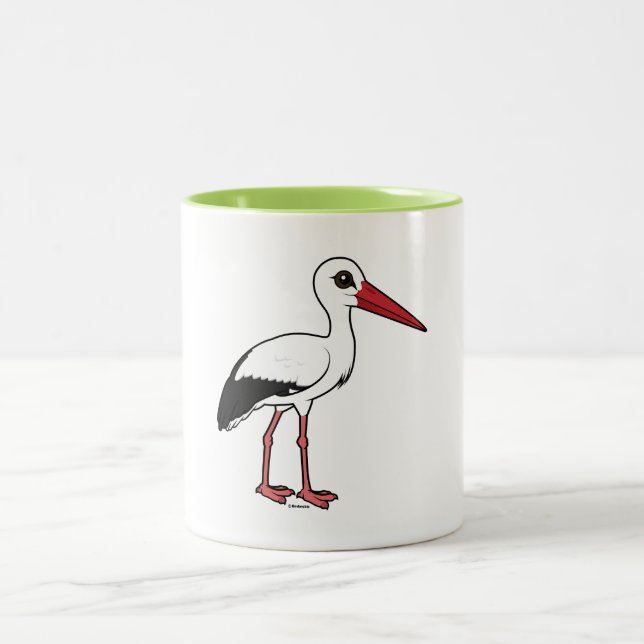 Tasse 2 Couleurs Cigogne blanche de Birdorable (Centre)