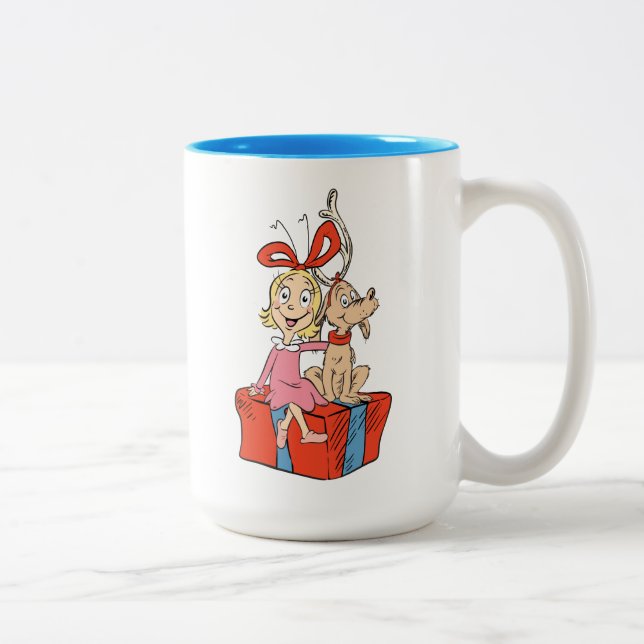 Tasse 2 Couleurs Cindy Lou Who and Max on a Present (Droit)