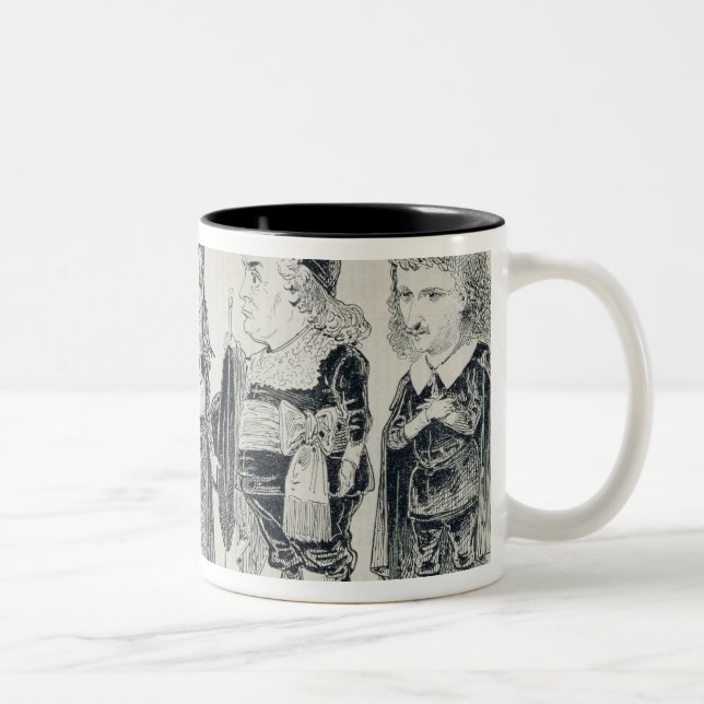 Tasse 2 Couleurs Cinq caricatures de la fonte d'un Français (Droit)