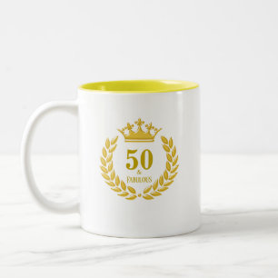 Tasse 2 Couleurs Cinquante & Fabuleux avec Couronne de Laurier et C