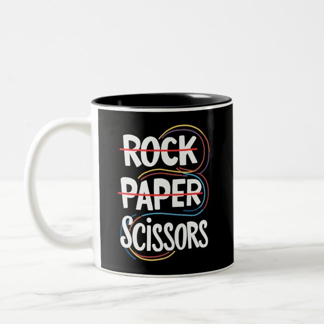 Tasse 2 Couleurs Ciseaux de papier rock Lesbian Funny Gay pride LGB (Gauche)