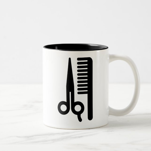 Tasse 2 Couleurs Ciseaux et peigne (Droit)