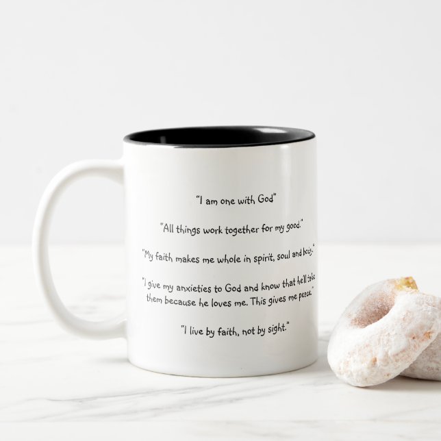 Tasse 2 Couleurs Citation d'affirmation spirituelle positive (Avec donut)