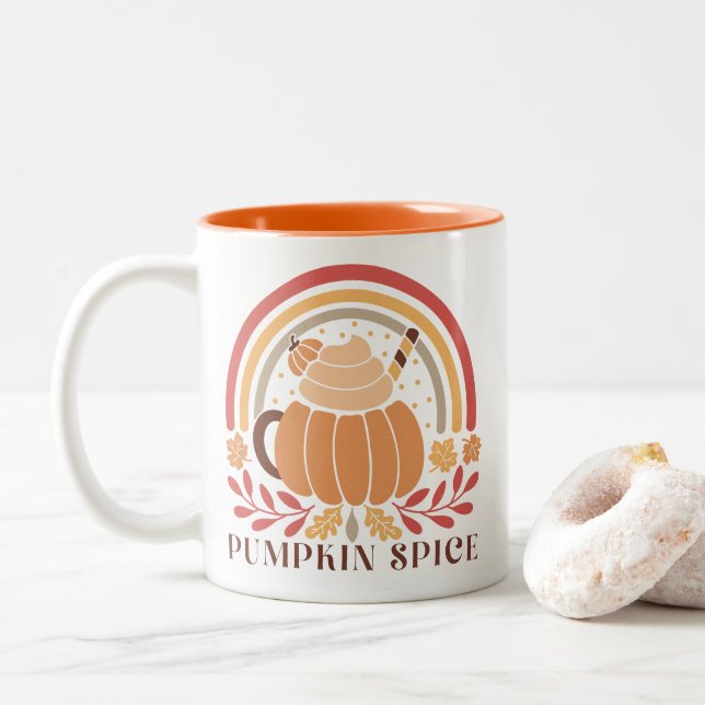 Tasse 2 Couleurs Citation d'automne Boho (Avec donut)