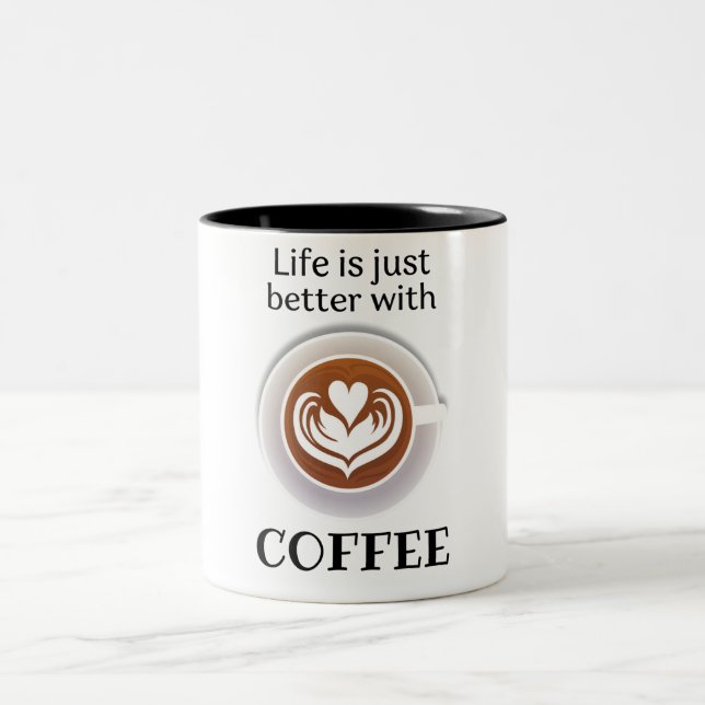 Tasse 2 Couleurs Citation de café simple marron  (Centre)