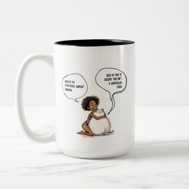 Tasse 2 Couleurs Citation de chat de soutien émotionnel introverti  (Gauche)