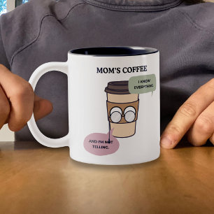 Tasse 2 Couleurs Citation de connaissance secrète de maman café drô