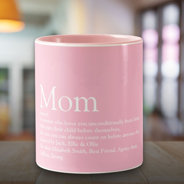 Tasse 2 Couleurs Citation de définition de la meilleure maman du mo (World's Best Mom Definition Quote Fun Pink Two-Tone Coffee Mug)