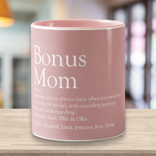Tasse 2 Couleurs Citation de définition de Maman Bonus Rose Poussié