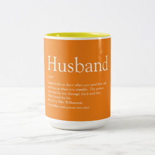 Tasse 2 Couleurs Citation de définition de mari amusant cool Orange