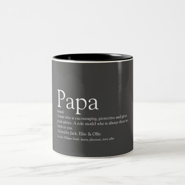 Tasse 2 Couleurs Citation de définition de papa cool amusant (Centre)