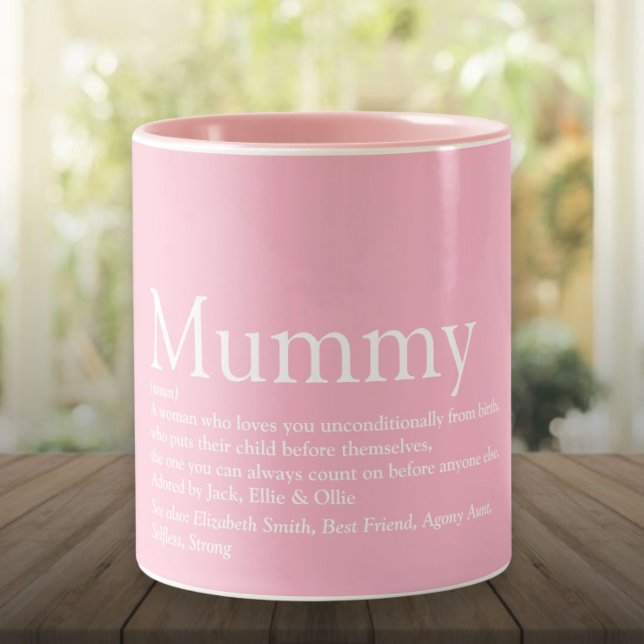 Tasse 2 Couleurs Citation de la meilleure définition de maman du mo (World's Best Mummy Definition Quote Pink Two-Tone Coffee Mug)