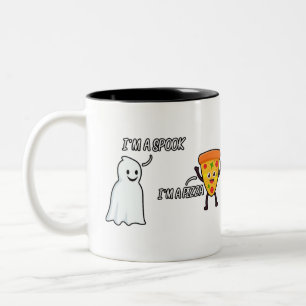 Tasse 2 Couleurs Citation de pizza éffrayante, je suis un spook, mè