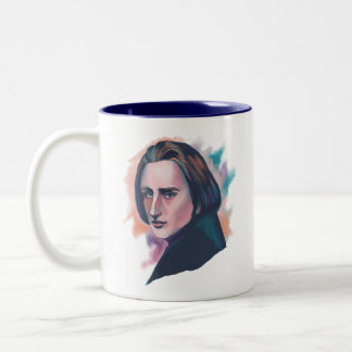 Tasse 2 Couleurs Citation de portrait aquarelle de Liszt