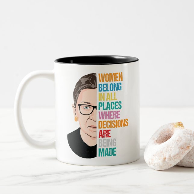 Tasse 2 Couleurs Citation de Ruth Bader Ginsburg, célèbre RBG (Avec donut)