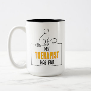 Tasse 2 Couleurs Citation drôle d'amoureux de chat Mon thérapeute a