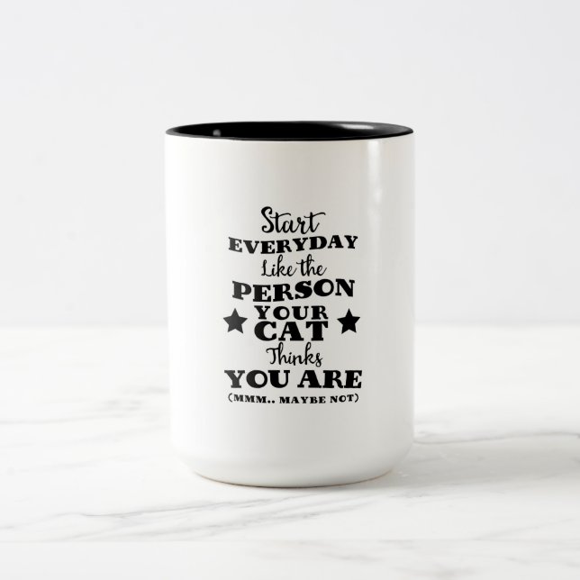 Tasse 2 Couleurs Citation drôle de chat domestique (Centre)