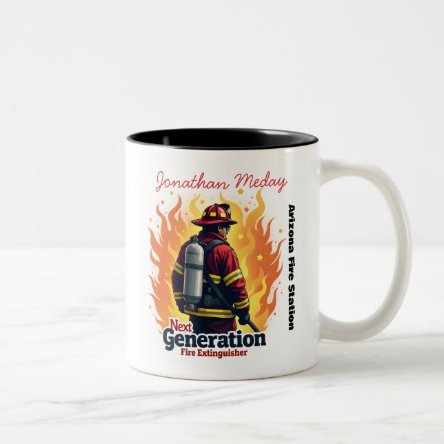 Tasse 2 Couleurs Citation drôle de pompier volontaire (Droit)