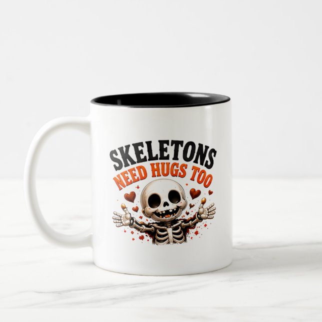 Tasse 2 Couleurs 🤍 Citation drôle de squelette d'Halloween 💀 (Gauche)