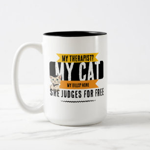 Tasse 2 Couleurs Citation drôle de thérapeute félin pour les amateu