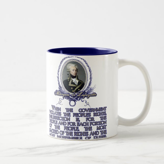 Tasse 2 Couleurs Citation du marquis De Lafayette sur (Droit)