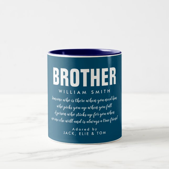 Tasse 2 Couleurs Citation Frère Moderne Bleu Foncé (Centre)