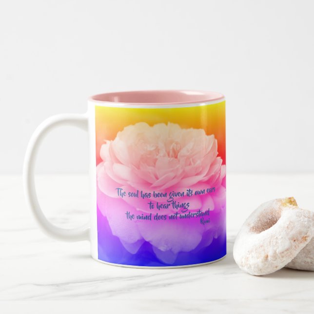 Tasse 2 Couleurs Citation Inspirante Soul Et Mind Rumi (Avec donut)