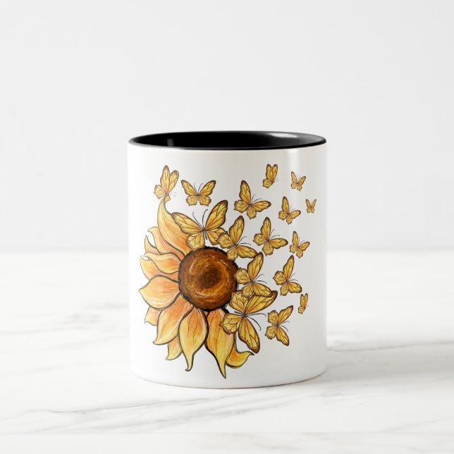 Tasse 2 Couleurs Citation inspirante/Sublimation de tournesol (Centre)