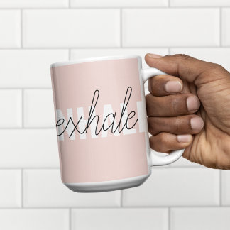 Tasse 2 Couleurs Citation moderne Pastel Pink Inhale Exhale
