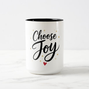 Tasse 2 Couleurs Citation Motivante Choisissez la Joie Étoile d'Or