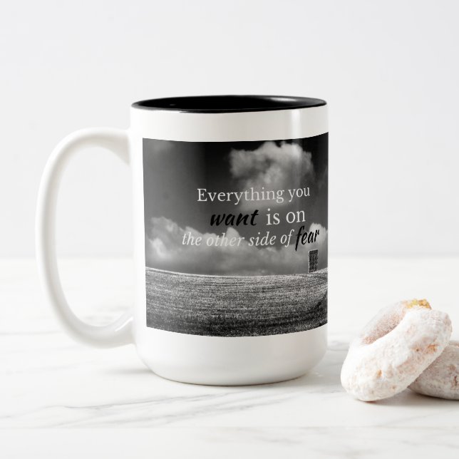 Tasse 2 Couleurs Citation motivationnelle : Tout ce que vous voulez (Avec donut)