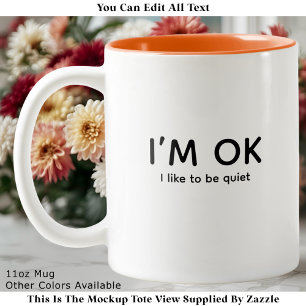 Tasse 2 Couleurs Citation Paix & Calme ou Introverti Minimaliste Mo