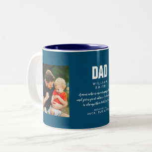 Tasse 2 Couleurs Citation Papa Photo Moderne Cool Bleu