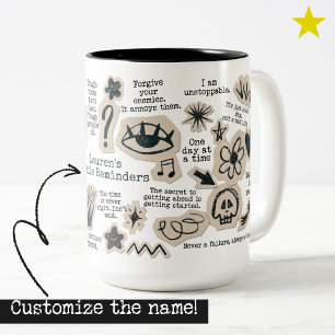 Tasse 2 Couleurs Citation quotidienne de doodle autocollant Nom per