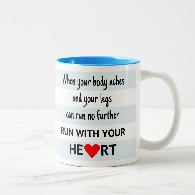 Tasse 2 Couleurs Citation sport courrez avec vos rayures cardiaques (Droit)