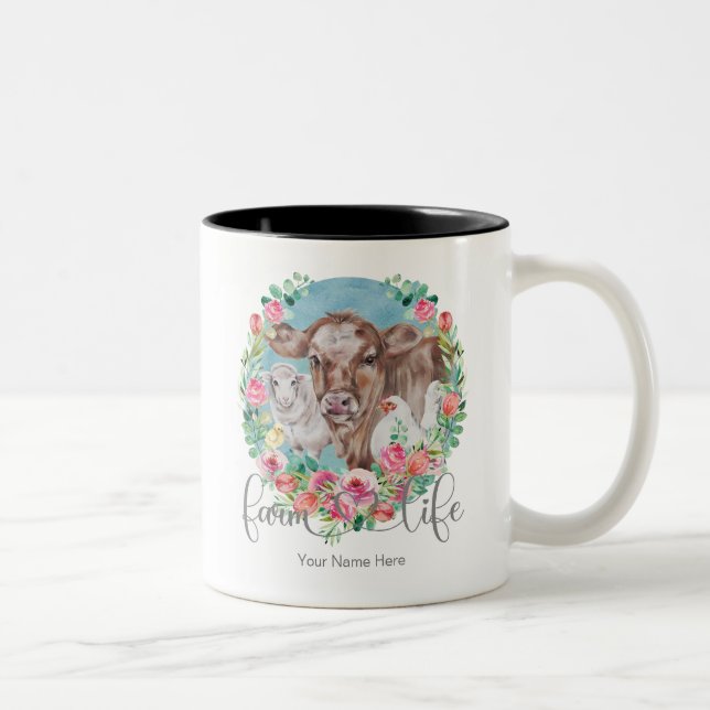Tasse 2 Couleurs Citation sur la vie agricole Famille Homestead Vac (Droit)