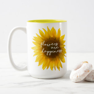 Tasse 2 Couleurs Citation tournesol "les fleurs sont le bonheur"