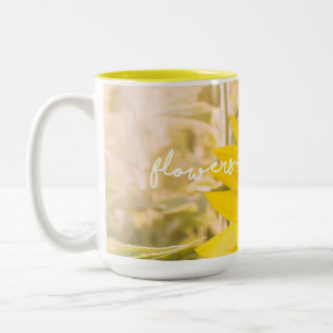 Tasse 2 Couleurs Citation tournesol "les fleurs sont le bonheur"