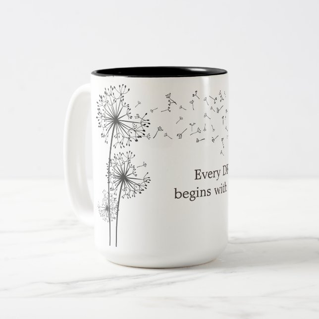 Tasse 2 Couleurs Citation Vœu Pissenlit (Devant gauche)