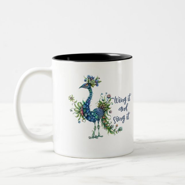 Tasse 2 Couleurs Citations amusantes Drôle Quirky Whimsical Bird (Gauche)