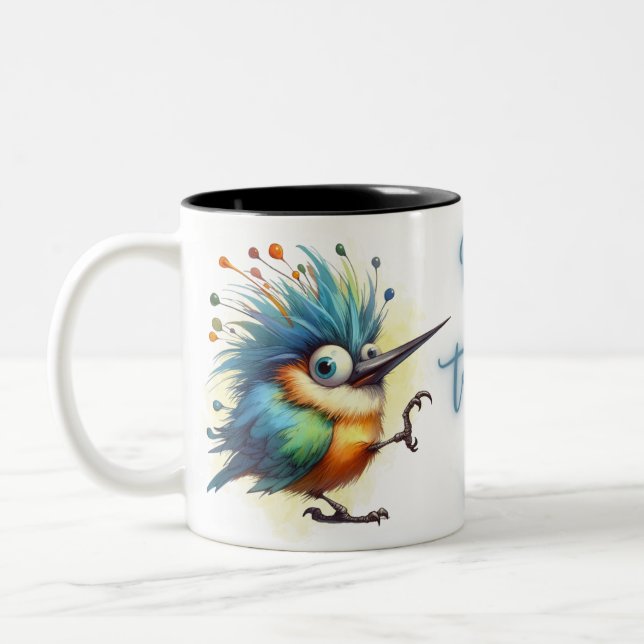 Tasse 2 Couleurs Citations amusantes Drôle Quirky Whimsical Bird (Gauche)