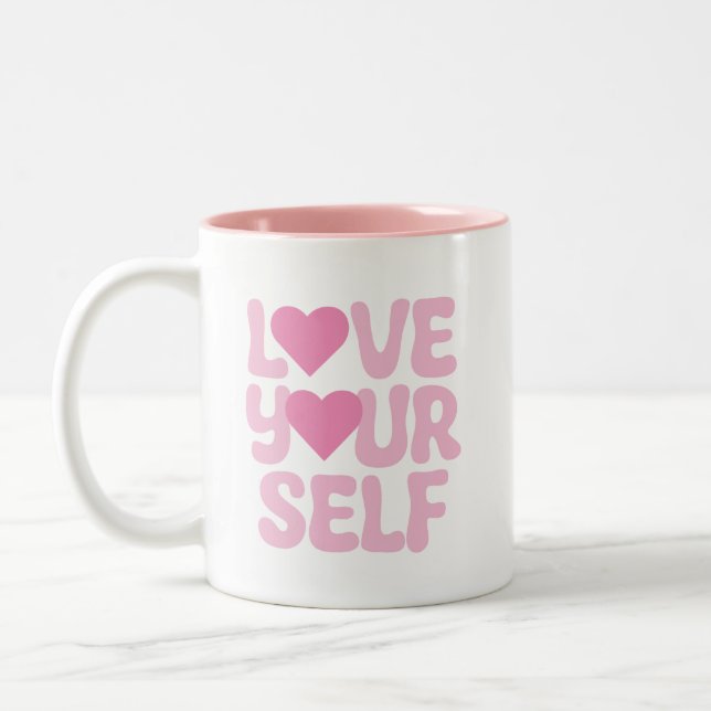 Tasse 2 Couleurs Citations Pink Love Yourself (Gauche)