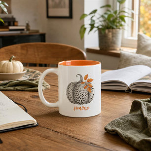 Tasse 2 Couleurs Citrouille blanche personnalisée Élégant automne