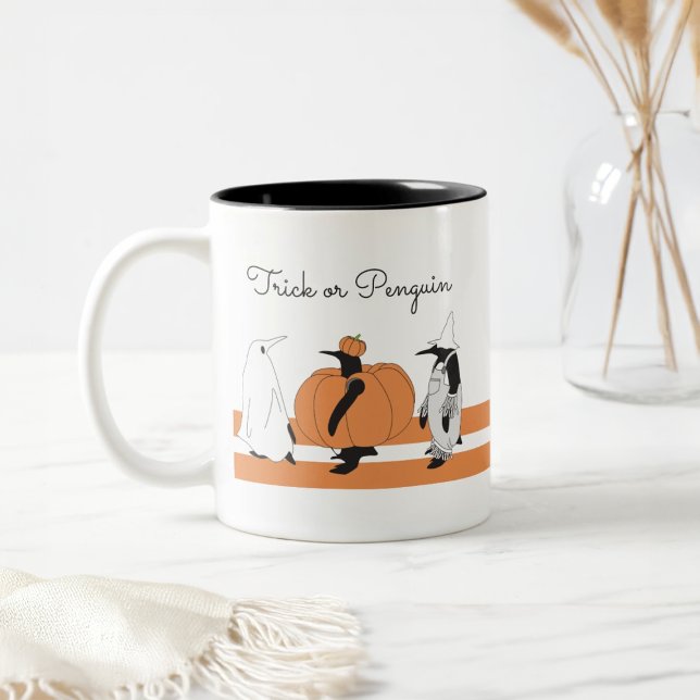 Tasse 2 Couleurs Citrouille de dessin mignon Penguin Drôle Hallowee (Créateur téléchargé)