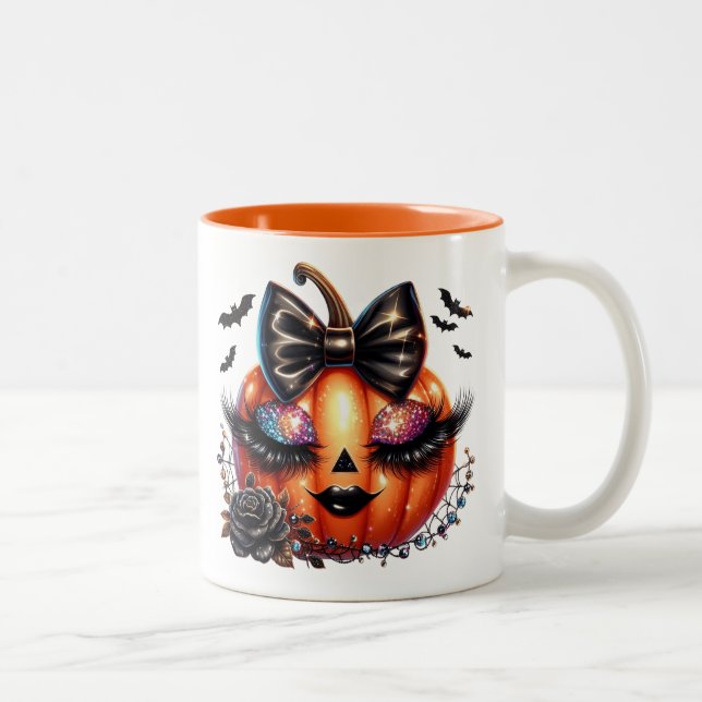 Tasse 2 Couleurs Citrouille d'Halloween (Droit)