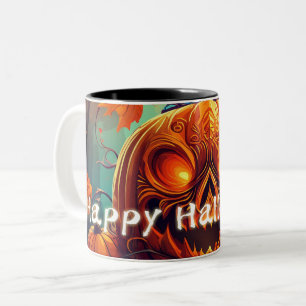 Tasse 2 Couleurs Citrouille d'Halloween aux Yeux Brûlants Art