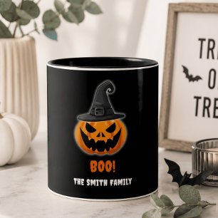 Tasse 2 Couleurs Citrouille d'Halloween “BOO!” – Nom personnalisé