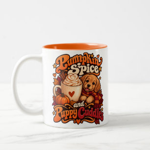 Tasse 2 Couleurs Citrouille Épicée et Câlins de Chien Automne Cosy