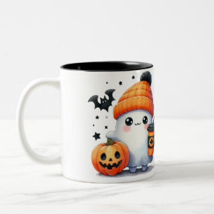 Tasse 2 Couleurs Citrouille fantôme mignonne Halloween