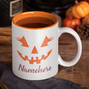 Tasse 2 Couleurs Citrouille personnalisée Jack O Lantern Halloween